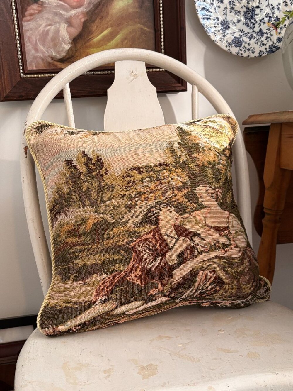 Vintage French Style Tapestry Woven Cushion